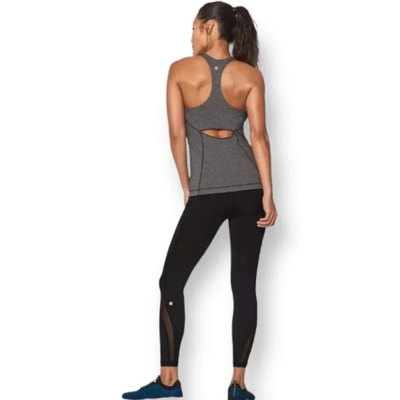 Lululemon In Training Tank Top High Neck Back Cutout Heathered Grey Size 4 - Picture 4 of 15